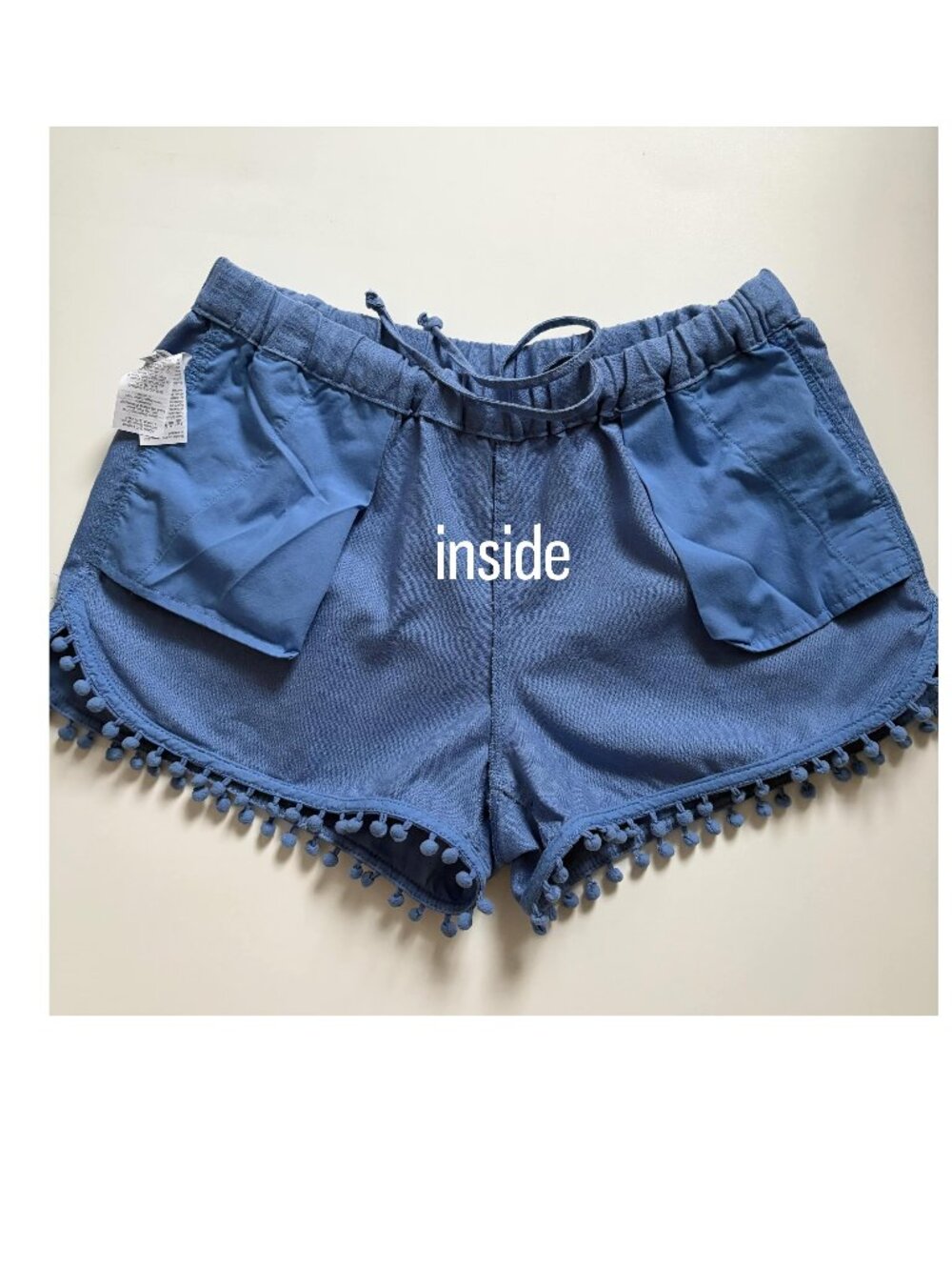 J Crew Pom Pom Shorts Pull On Linen Cotton Blend Blue 2.5 inch inseam - Picture 13 of 15